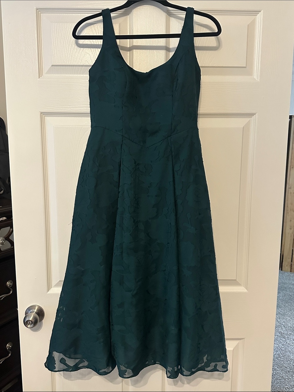 Azazie Teal Floral A-Line Dress